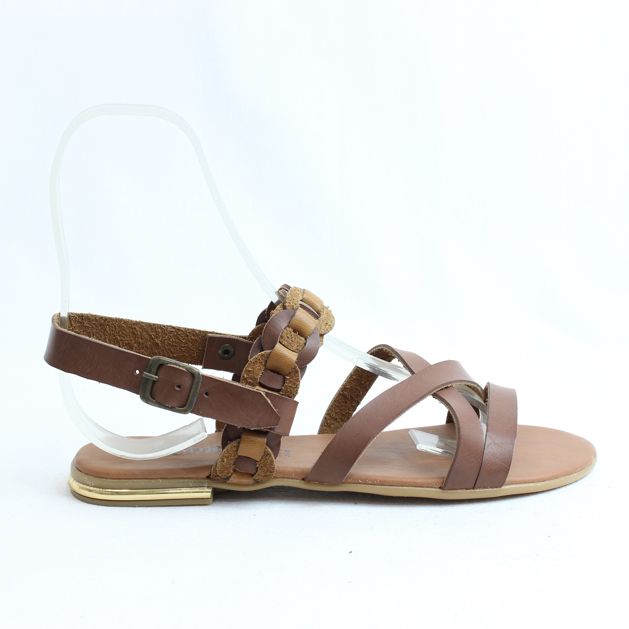 Obucca Düz Kahverengi Deri Bodrum Sandalet Obucca Düz Kahverengi Deri Bodrum Sandalet
